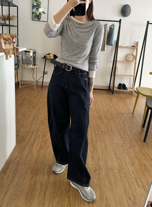 假兩件超彈上衣 針織上衣