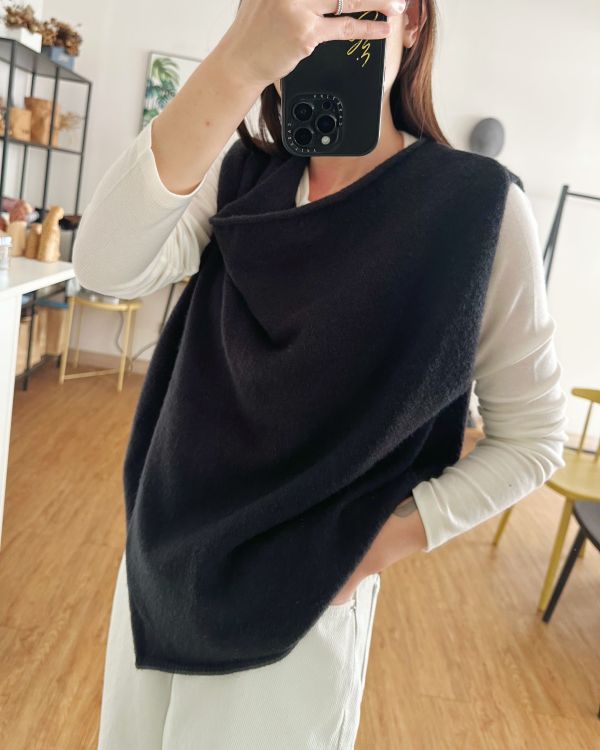 垂墜領造型毛背心 毛料背心