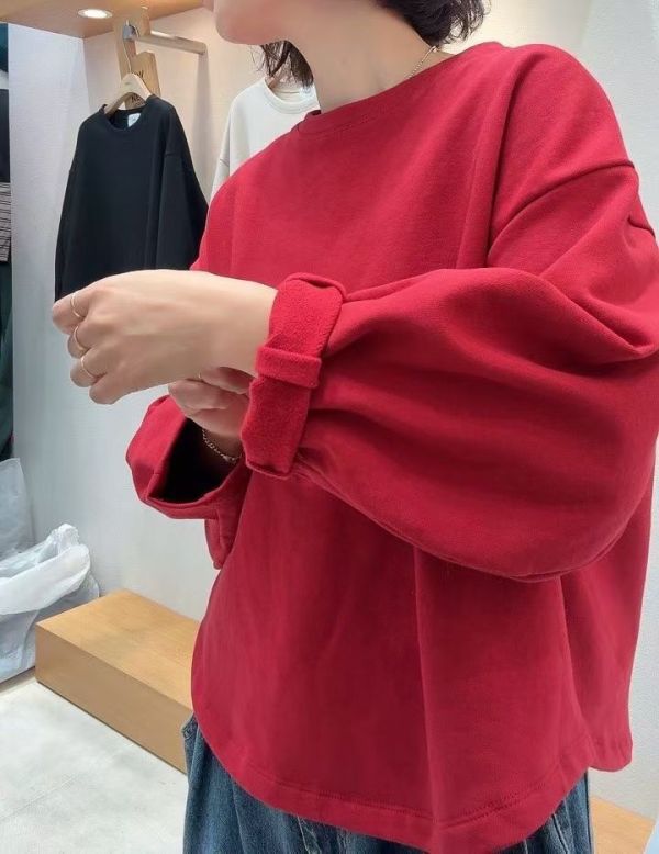 弧型手袖刷毛上衣 弧型袖上衣