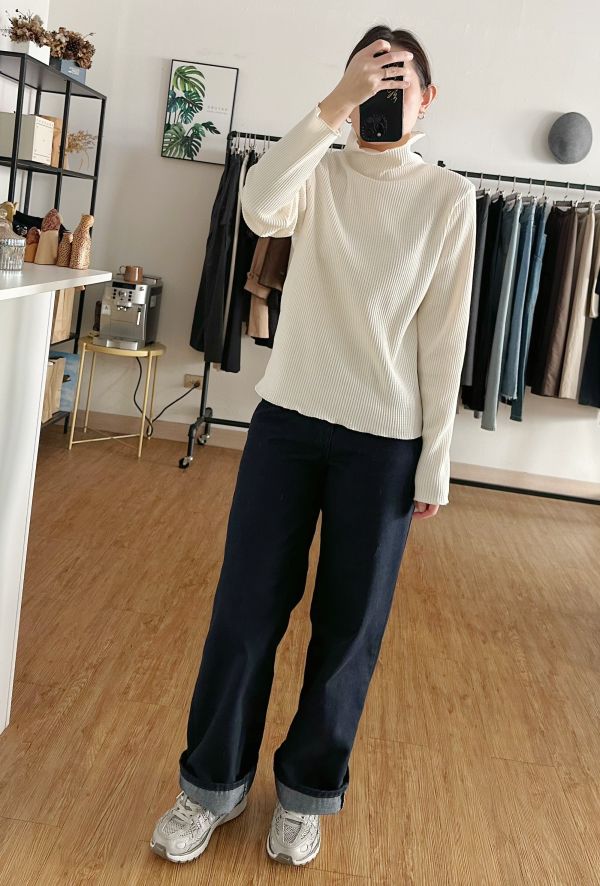 華夫格高領上衣 華夫格Ｔ