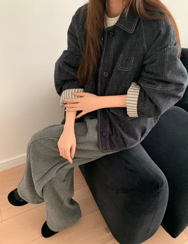 磨毛丹寧外套 舖棉外套