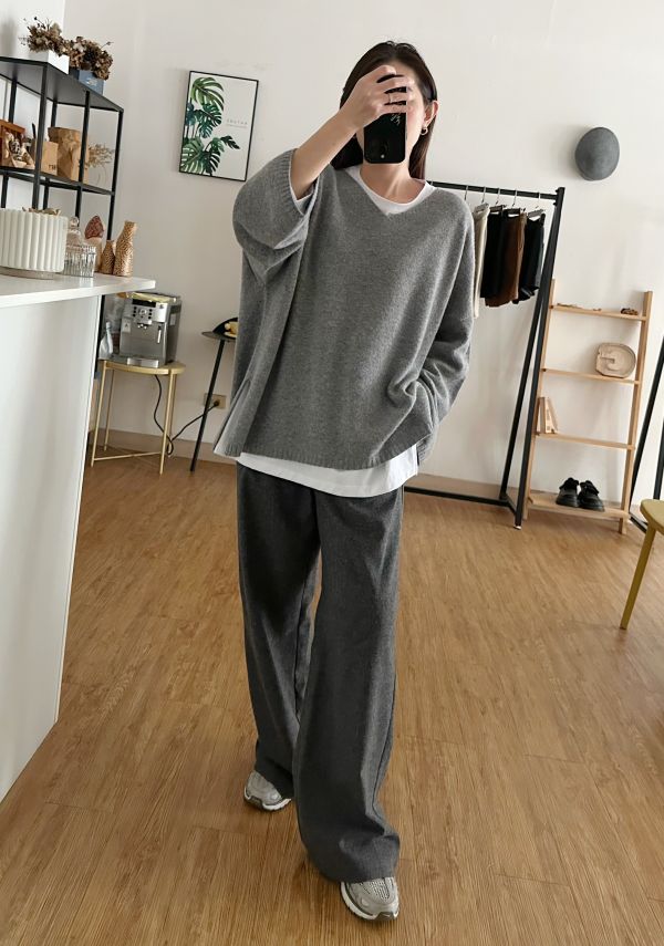 羊毛西裝寬褲 羊毛褲