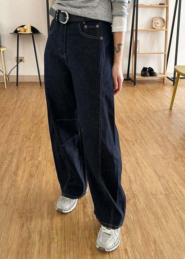 深丹寧小彎刀褲 彎刀褲