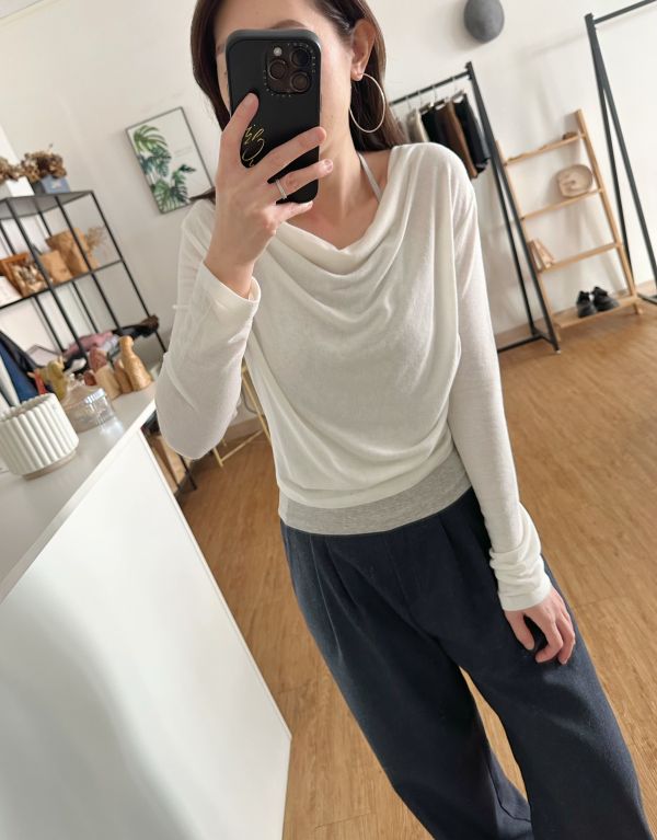 繞脖針織棉上衣 針織棉上衣
