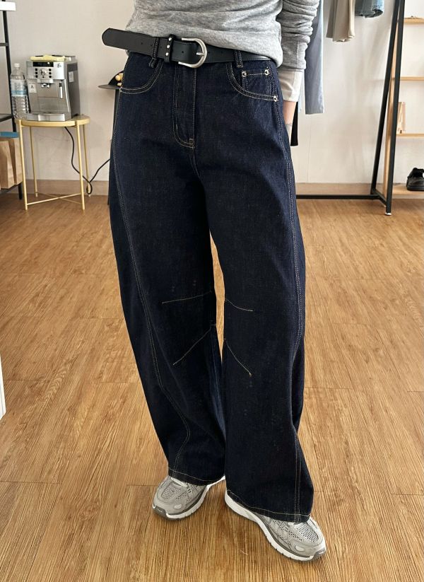 深丹寧小彎刀褲 彎刀褲