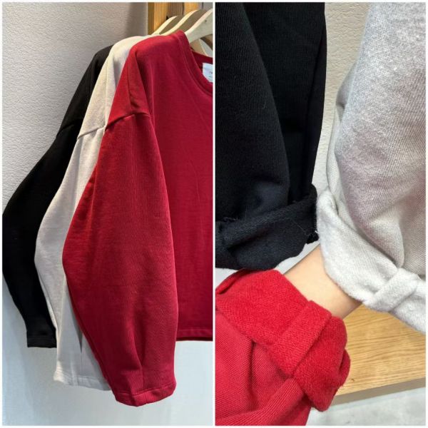 弧型手袖刷毛上衣 弧型袖上衣