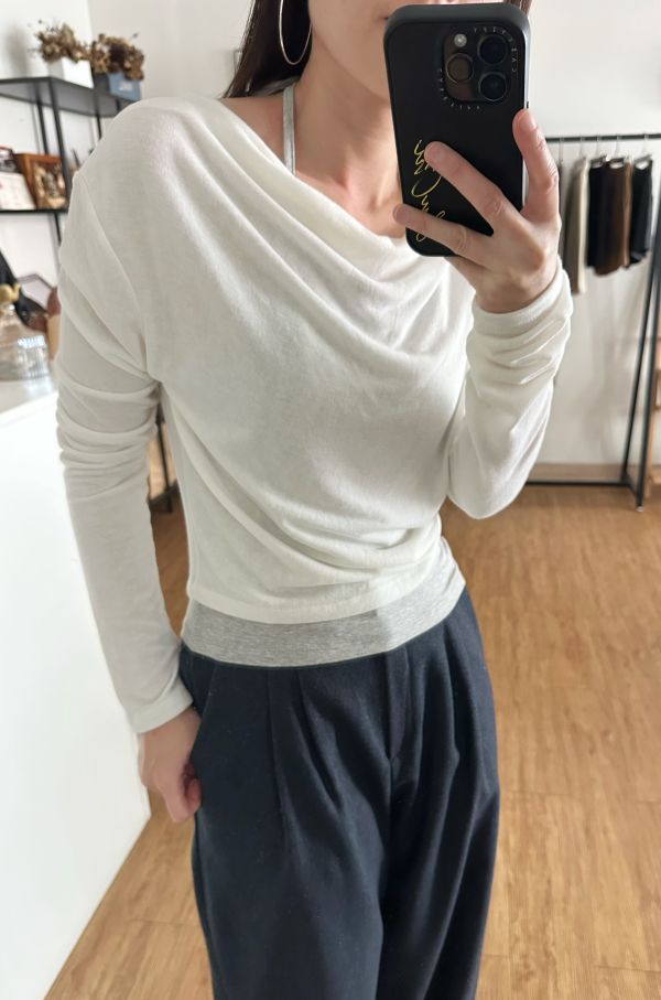 繞脖針織棉上衣 針織棉上衣