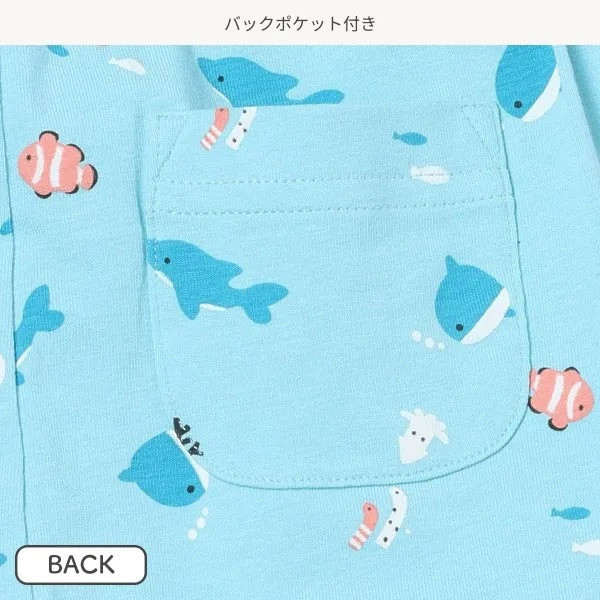 日本 海洋生物五分褲（水藍色 