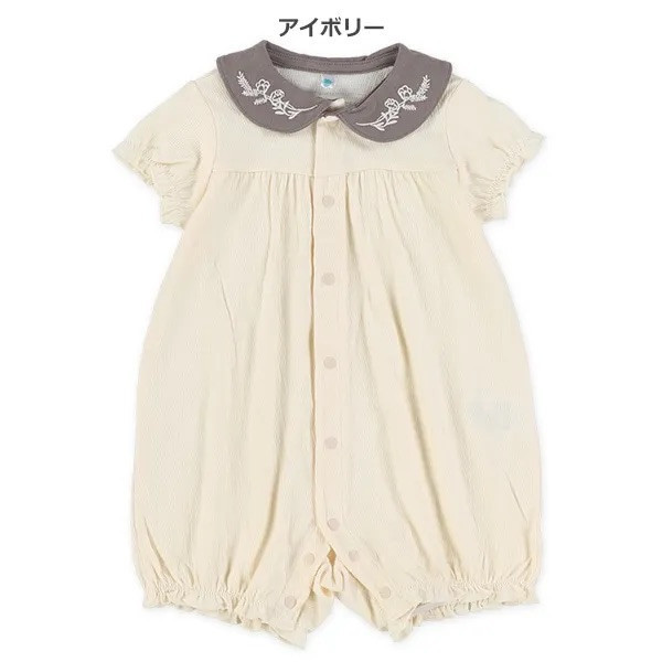 日本 70/80公分 翻領優雅刺繡 寶寶連身衣 日本童裝 連身衣