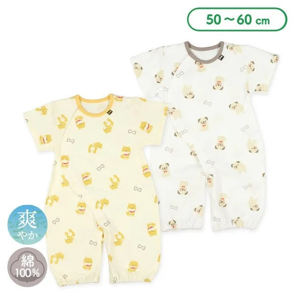 日本 50-60公分 短袖連身衣（小柴犬.哈吧狗） 寶寶連身衣 日本童裝 連身衣