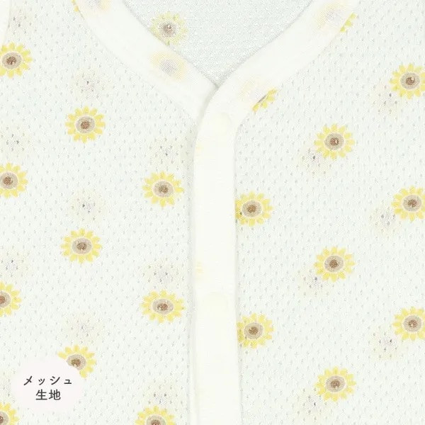 日本無袖網眼洞洞包屁衣3件組（溫暖的向日葵） 日本包屁衣 寶寶包屁衣 包屁衣 寶寶衣服 網眼包屁衣