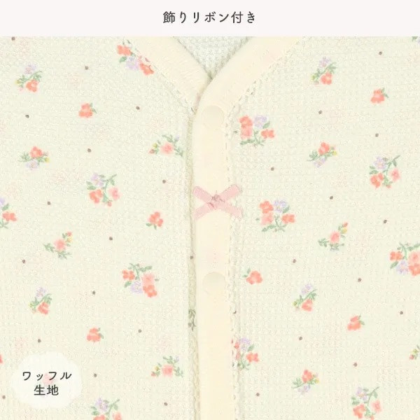 日本短袖包屁衣 青蘋果色小花 日本包屁衣 寶寶包屁衣 包屁衣 寶寶衣服 網眼包屁衣