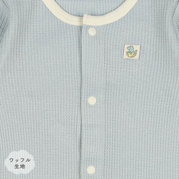 日本60-80cm 長袖包屁衣兩件組（華夫格恐龍寶寶） 