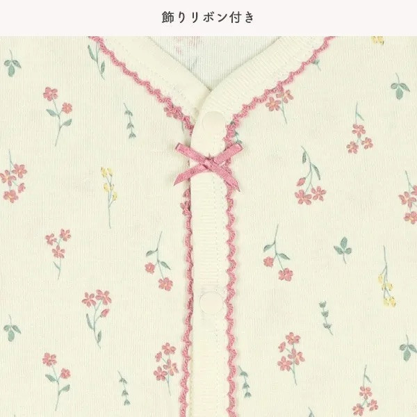 日本60-80cm 長袖包屁衣兩件組（細蕾絲花朵兒） 