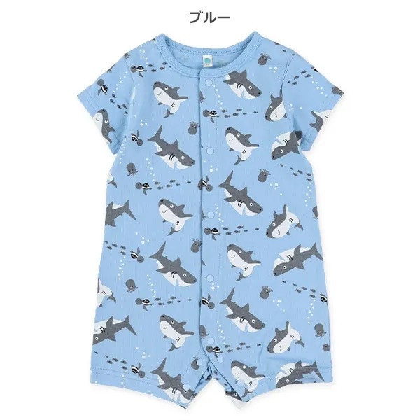 日本 70/80cm 短袖連身衣（鯊魚.章魚.小烏龜） 寶寶連身衣 日本童裝 連身衣