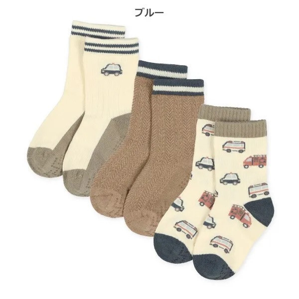 日本寶寶襪子 三件組（日系無印配色車車襪） ASOBO KIDS 日本襪子 襪子 寶寶襪子