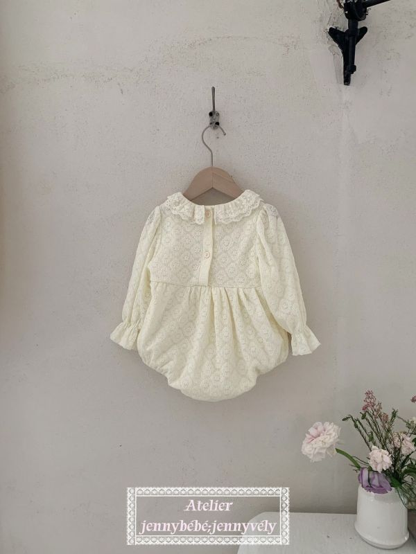 春季新品 軟綿綿花朵袖長袖包屁衣 