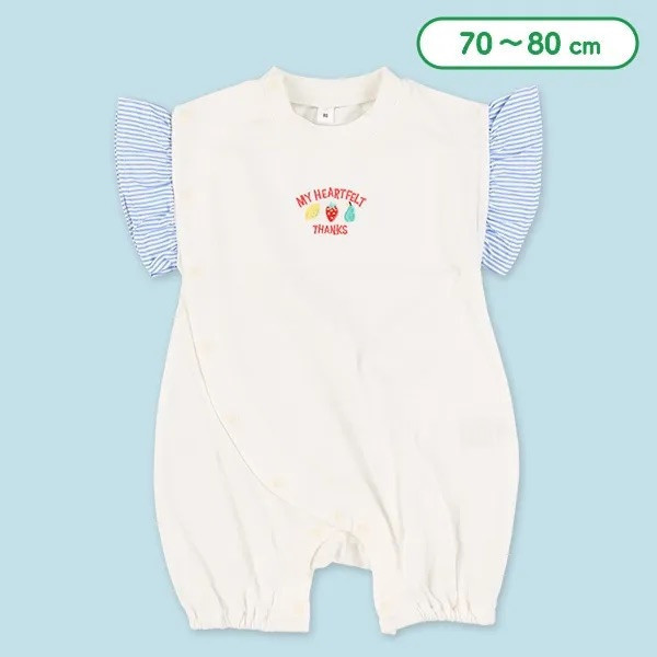 日本 70/80公分 法式荷葉邊水果刺繡 寶寶連身衣 日本童裝 連身衣