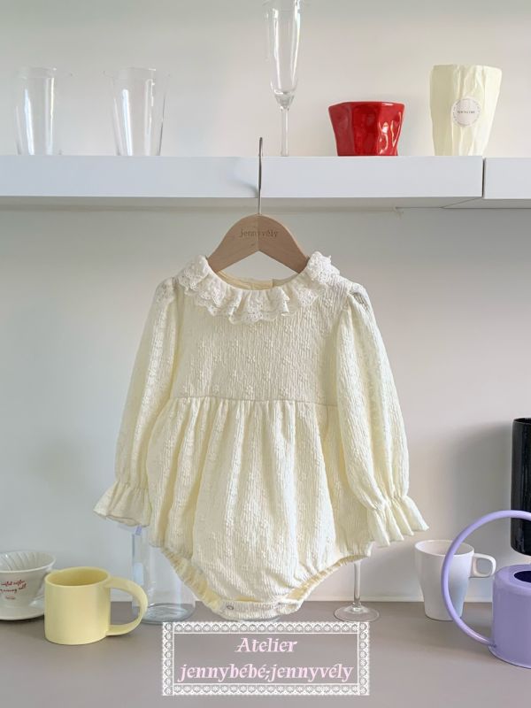 春季新品 軟綿綿花朵袖長袖包屁衣 