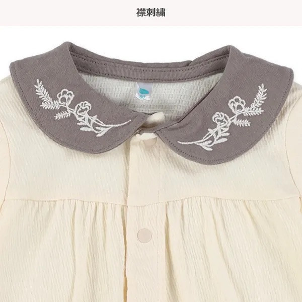 日本 70/80公分 翻領優雅刺繡 寶寶連身衣 日本童裝 連身衣