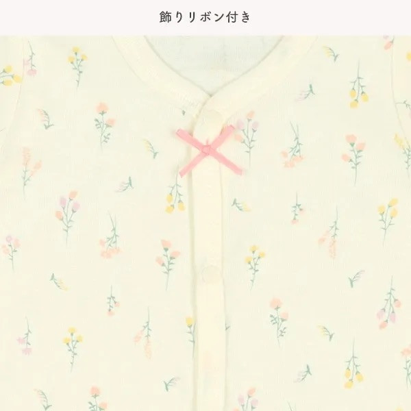 日本短袖包屁衣 米黃色小雛菊和彩色玫瑰花 日本包屁衣 寶寶包屁衣 包屁衣 寶寶衣服 網眼包屁衣