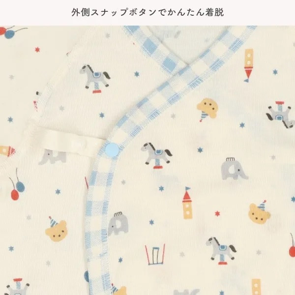 日本 新生兒兔裝2件組（遊樂園與藍色格紋） 純棉蝴蝶衣 新生兒兔裝 新生兒 寶寶衣服