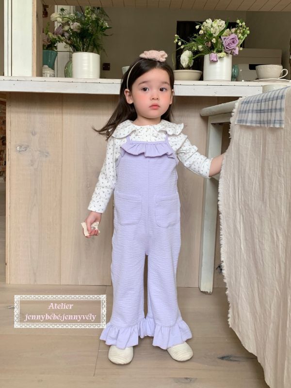 春季新品 粉紫色吊帶喇叭褲 