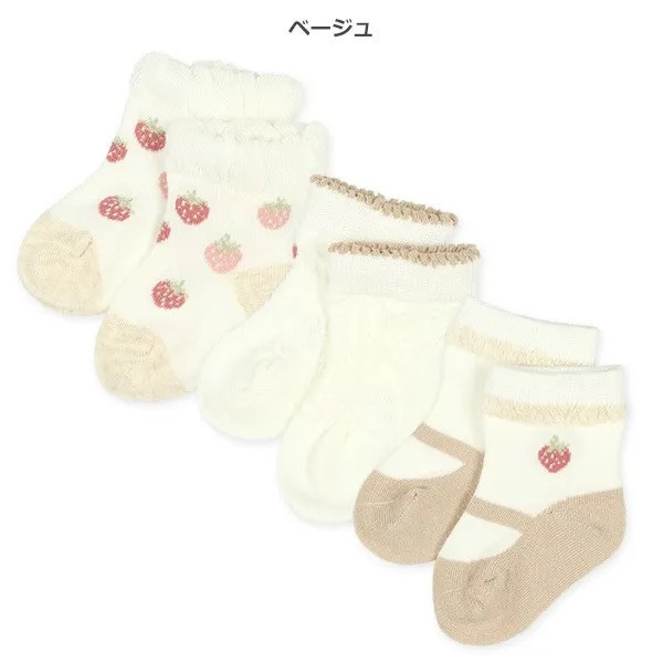 西松屋 7-9cm 新生兒草莓芭蕾舞鞋襪三入組 