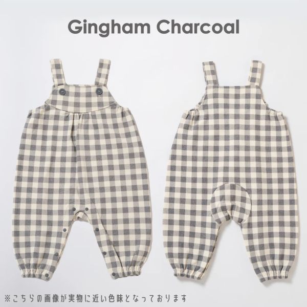 日本ever closet 淺炭灰色格紋吊帶褲 