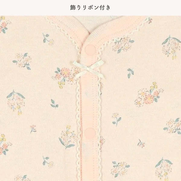 日本60-80cm 長袖包屁衣兩件組（細蕾絲花朵兒） 