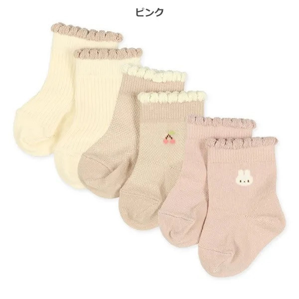 西松屋 7-9cm 新生兒厚滾邊兔兔襪三入組 