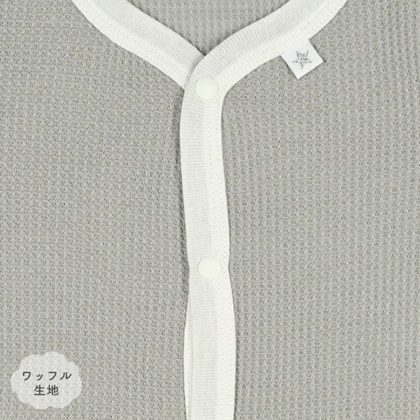 日本60-80cm 長袖包屁衣三件組（華夫格簡約銀灰色月亮） 