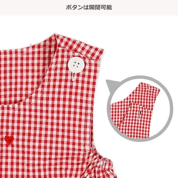 日本西松屋 紅色花朵格紋裙套裝 