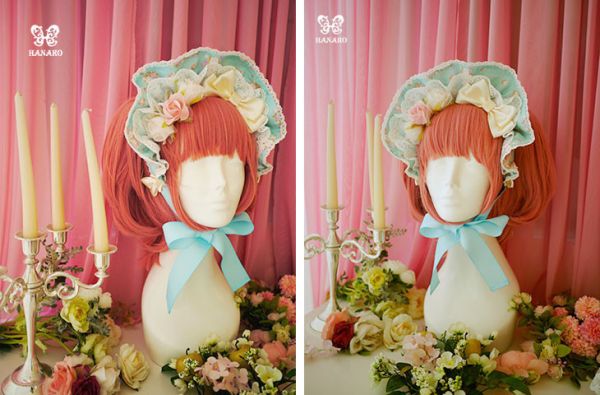 Closet in wonderland bonnet- 2 color Closet in wonderland bonnet- 2 color, lolita fashion, lolita, bonnet, lolita hat, hat, classical