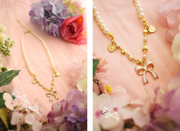 Angel Ribbon Necklace項鏈 項鍊, lolita項鍊, 蘿莉塔項鍊, 星星, 造型鏈