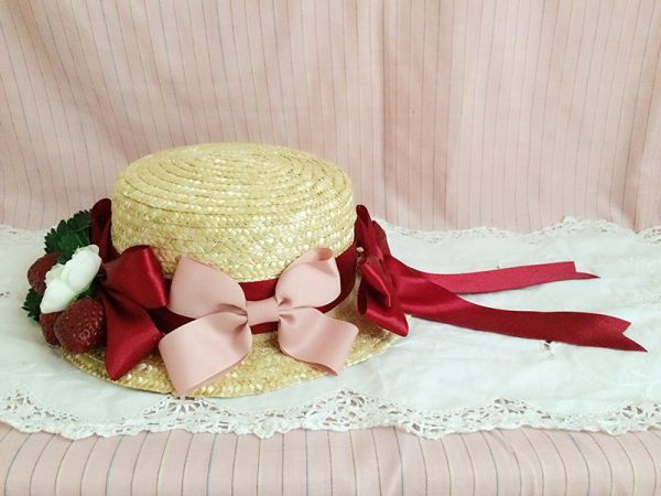 Flowery Strawberry Hat Flowery Strawberry Hat, strawberry hat, hat, picnic,lolita, lolita hat