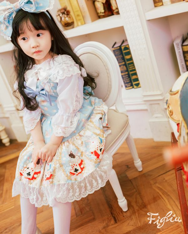 Closet in Wonderland Kid Set-ＪＳＫ＋ＫＣ Closet in Wonderland Kid Set, JSK, ＫＣ, kids set, kids headband, kids JSK, kids jump skirt, kids lolita, kids lolita dress, kids dress, lolita fashion