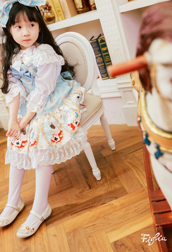 Closet in Wonderland Kid Set-ＪＳＫ＋ＫＣ Closet in Wonderland Kid Set, JSK, ＫＣ, kids set, kids headband, kids JSK, kids jump skirt, kids lolita, kids lolita dress, kids dress, lolita fashion