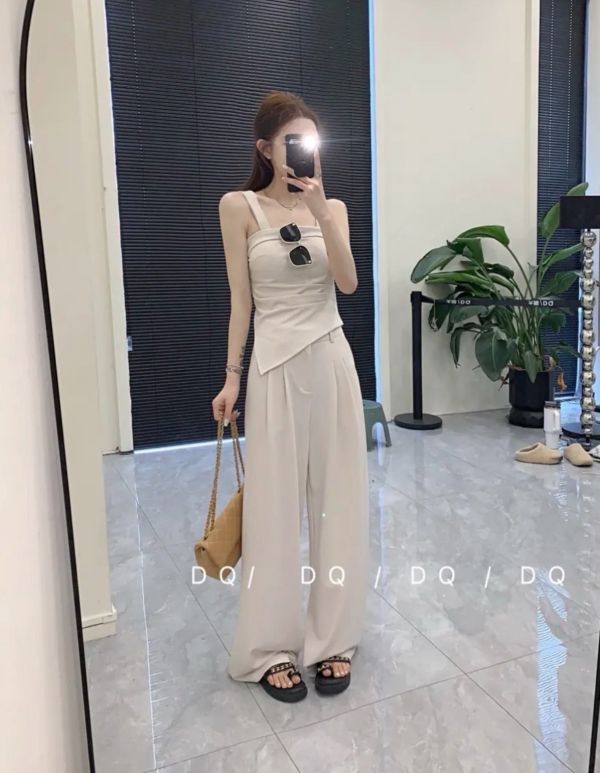 翻領不規則長褲套 