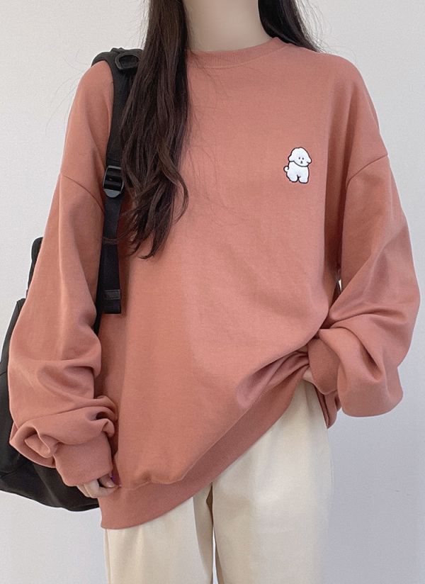 狗狗圖騰寬鬆大學T 