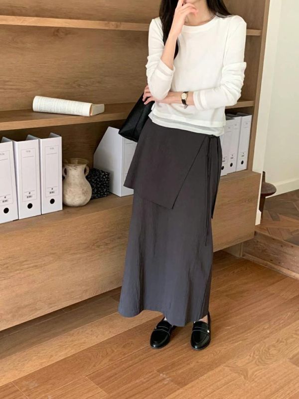 假兩件莫代爾棉彈性上衣 
