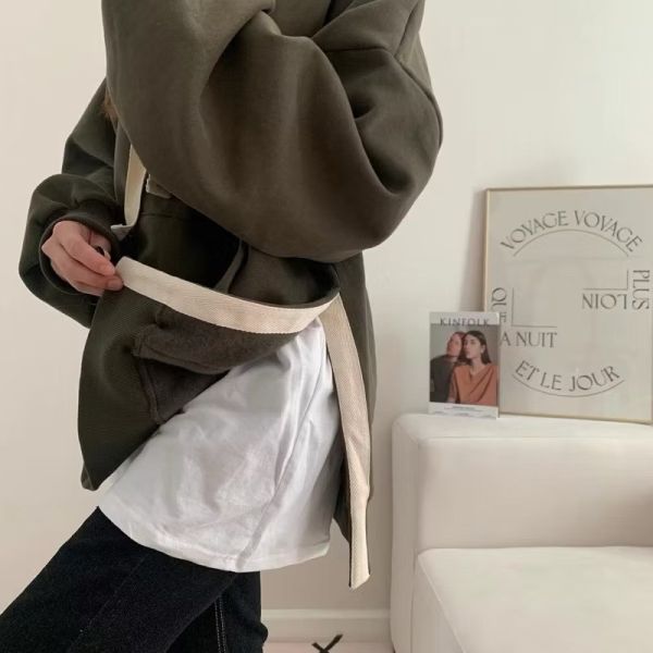 假兩件寬鬆連帽衛衣 