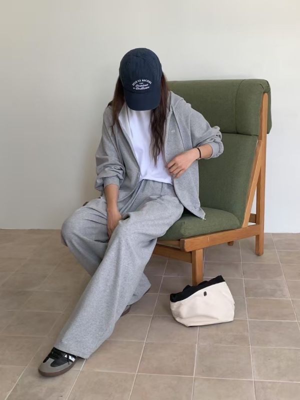 前壓褶鬆緊綁帶彈性棉褲 
