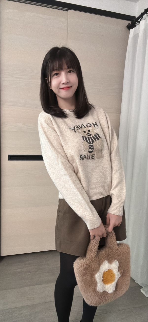 暖呼呼圍巾熊毛衣 