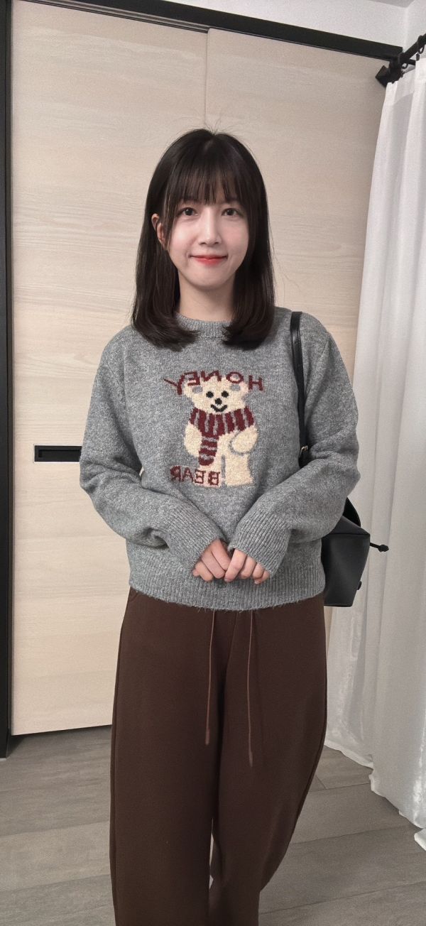 暖呼呼圍巾熊毛衣 