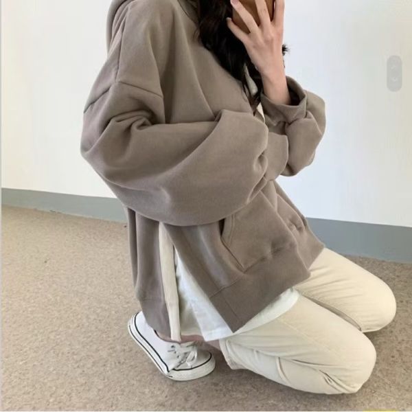 假兩件寬鬆連帽衛衣 