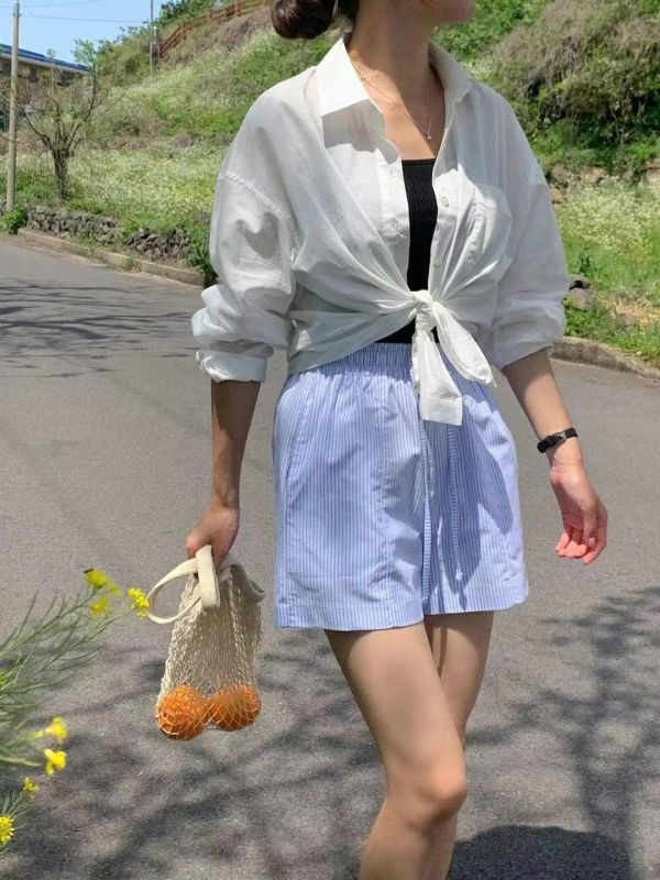條紋休閒短褲 