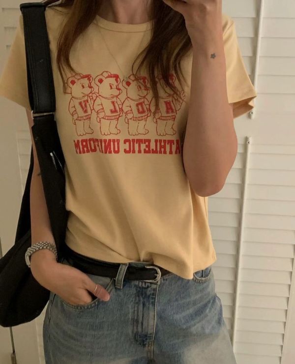 小熊隊友舒適彈性短版T 