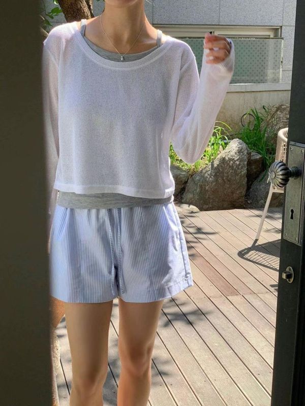 兩件式亞麻上衣+棉質背心套裝 