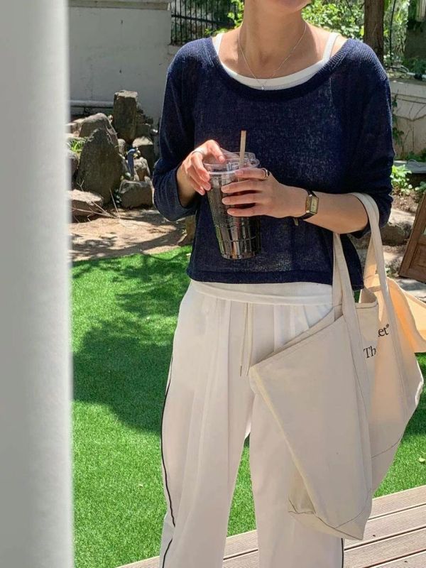 兩件式亞麻上衣+棉質背心套裝 